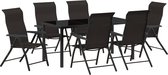 vidaXL - 7-delige - Tuin - Eettafel - Set - Zwart - Poly - Rattan