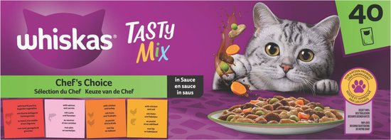 Whiskas Kattenvoer - Adult 1+ - Tasty Mix Keuze Chef in Saus - 40x85g