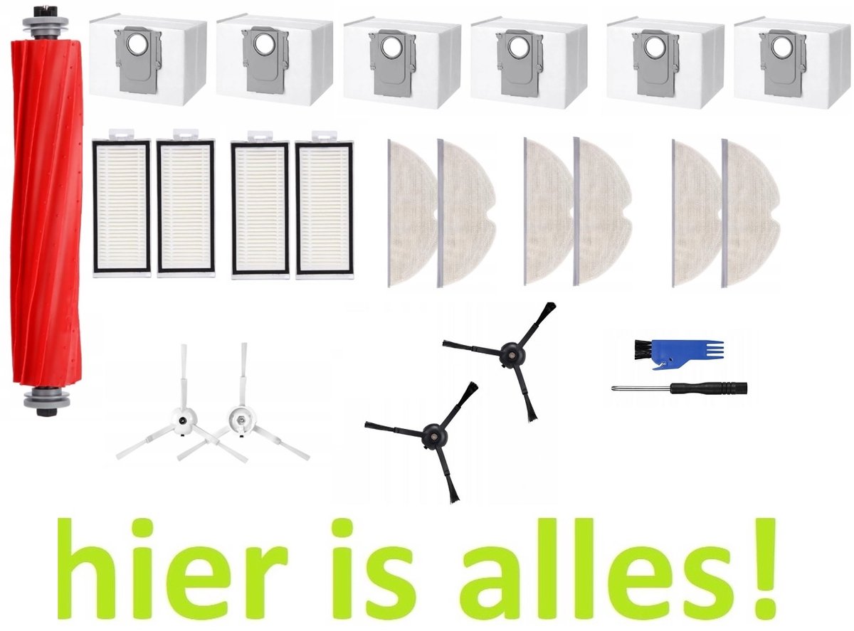 Grote set accessoires compatibel met Roborock Q7 / Q7+ / Q7 Max / Q7 - zakken - moppen - filters - hoofd en zijborstel - hoogwaardige vervanging