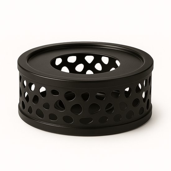 Warmhoudschaal - RVS Theepot Warmhouder - Rechaud met Waxinelicht - Theewarmer - Thee Warmhoudplaat - Theelichthouder - Tea Maker -  Zwart