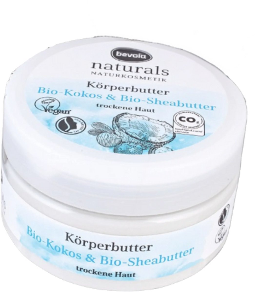 Bevola Naturals Body Butter - Biologische Kokosnoot & Sheaboter | 1x 200ml - Vegan - Naturkosmetik