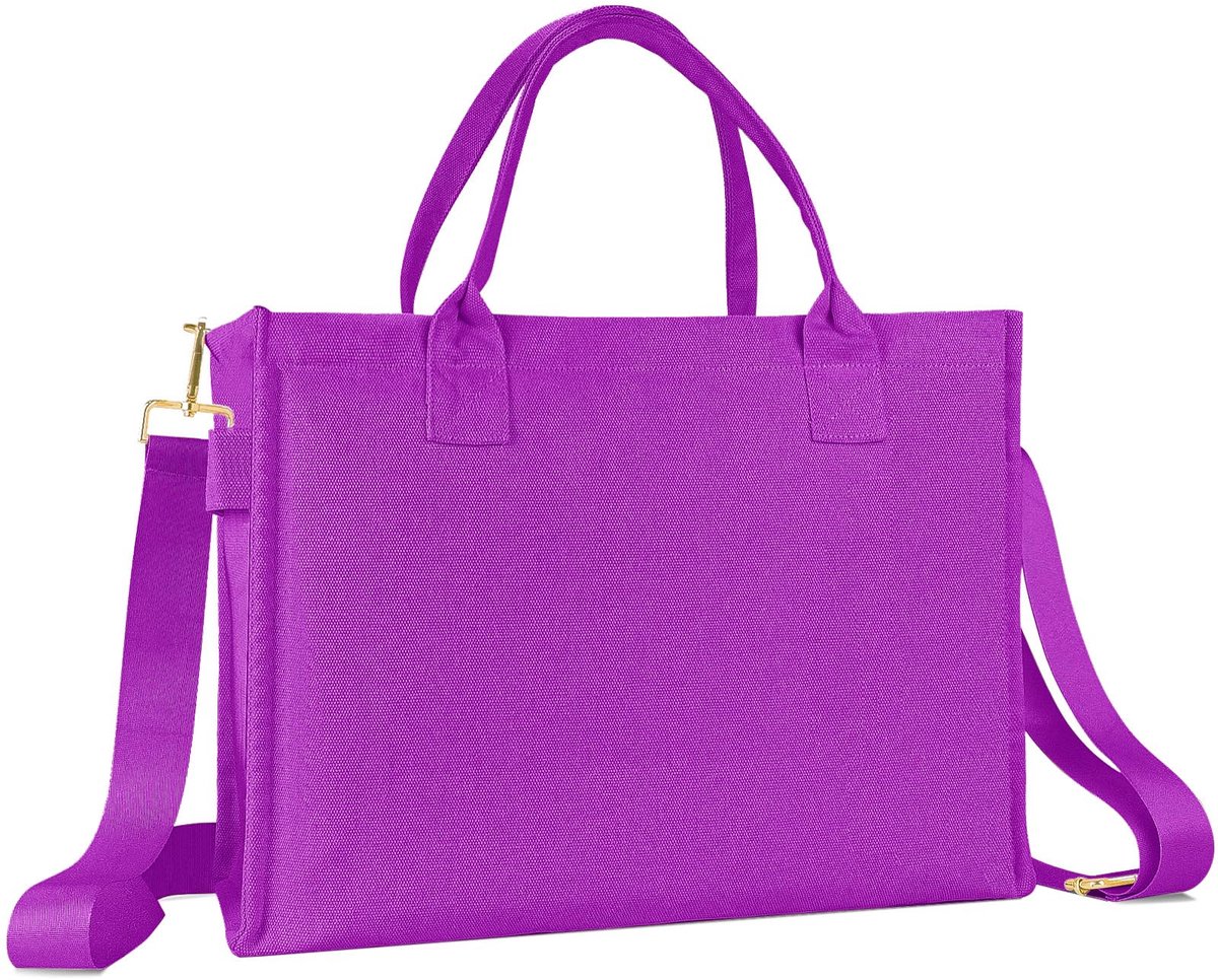 Ibenzoa® Robuuste Canvas Shopper Tas met Verstelbare Schouderriem en Ritssluiting – Perfect voor Dagelijks Gebruik