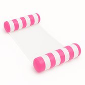 Dicadore - Waterhangmat - Luchtbed Zwembad - Luchtmatras opblaasbaar - Roze/wit gestreept - Zwembad/Strand - Waterspeelgoed - Vakantie