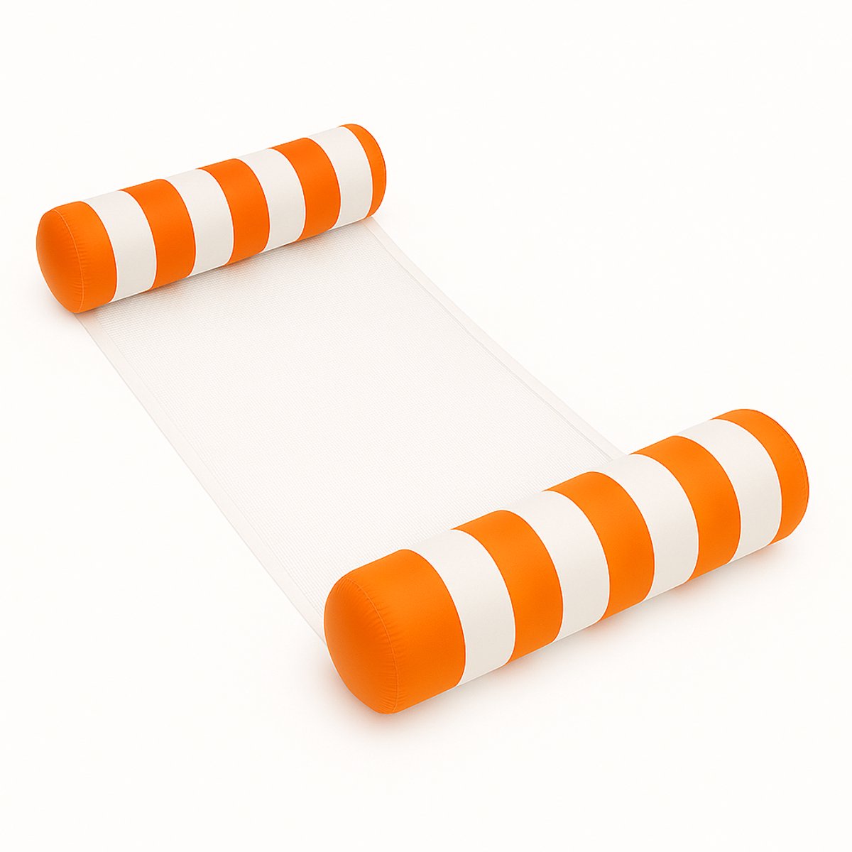 Dicadore - Waterhangmat - Luchtbed Zwembad - Luchtmatras opblaasbaar - Oranje/wit gestreept - Zwembad/Strand - Waterspeelgoed - Vakantie