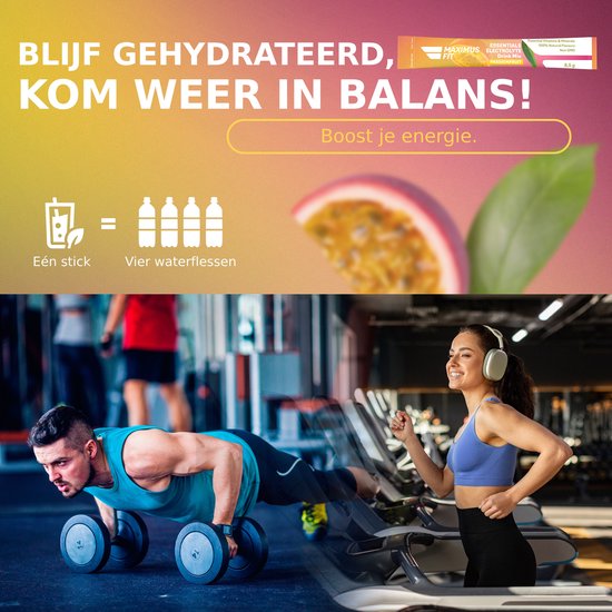MaximusFit Elektrolyten - Elektrolyten Poeder - 30 zakjes van 8.5g - Weinig Suiker - Keto Friendly - Passievrucht — afbeelding 4