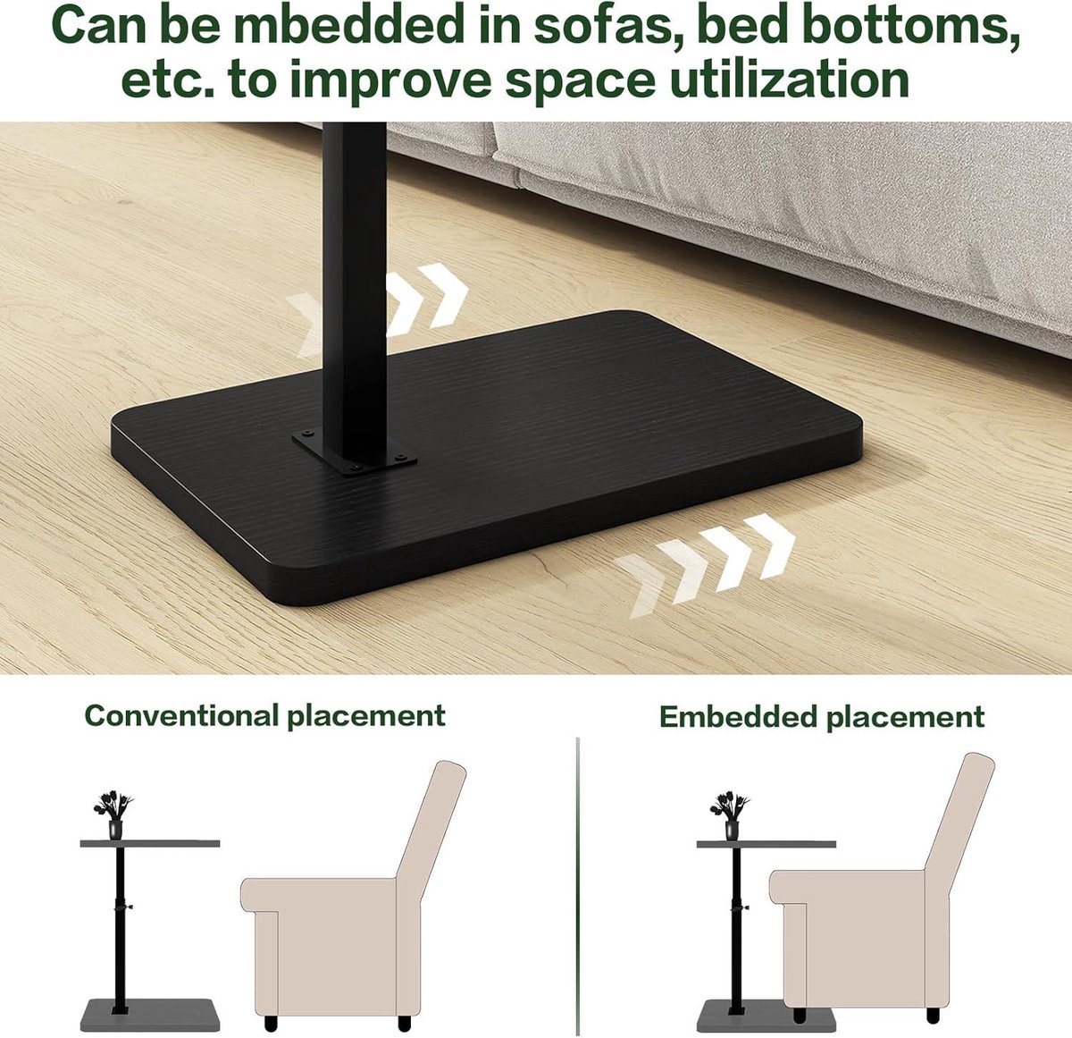 KTCINA Bijzettafel verstelbaar draaibaar tv-dienblad tafel & 360° draaibare telefoonhouder bank bijzettafel verstelbaar voor bed sofa outdoor KTCINA Bijzettafel verstelbaar draaibaar tv-dienblad tafel & 360° draaibare telefoonhouder bank bijzettafel verstelbaar voor bed sofa outdoor