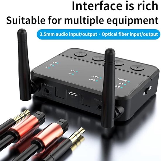 Bluetoolz® BT-B 310 Pro - Vernieuwd model 2024 - Bluetooth 5.2 High Res Audio zender en ontvanger (aptxHD) - zwart - met Qualcomm CSR Chip - 2 jaar garantie - optical en AUX aansluitingen - Één van de meest stabiele in z'n soort! - Kwalificatie **** van Bluetoolz — afbeelding 4