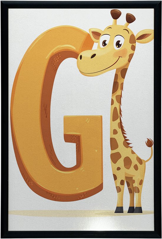 Muurposter In Aluminium Frame Letter G Met Giraf 50X70 Cm