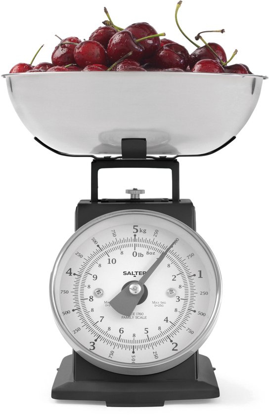 Salter Timeless Keukenweegschaal – 5Kg, 1L Kom, Analoog, Zwart
