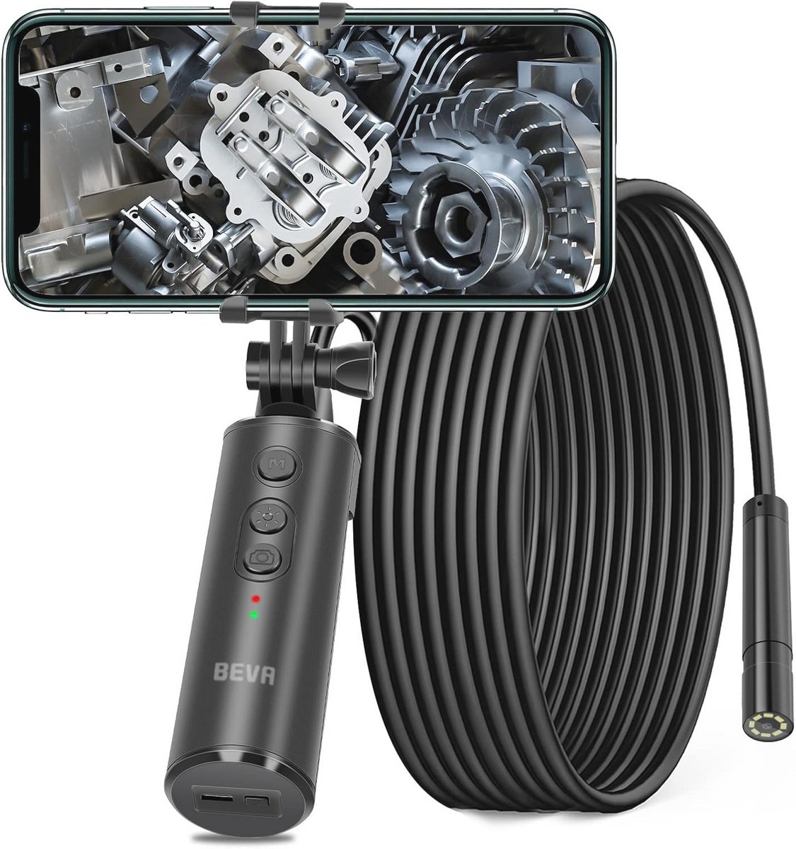 WiFi Endoscoop HD-camera 1080p - Flexibele Inspectiecamera met Telefoonhouder en Waterdichte Batterij IP68