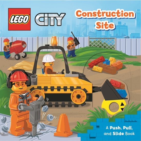 LEGO City, Chantier de construction : Un livre à pousser, tirer et glisser avec des figurines et des véhicules LEGO.