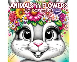 Animals in Flowers Adult Coloring Book