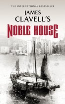 Boekomslag van James Clavell's Noble House, met een traditionele Chinese jonk voor een skyline van Hong Kong.