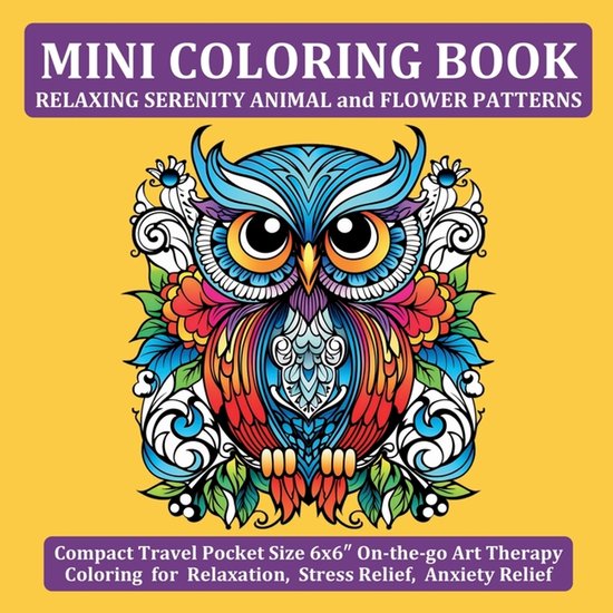 Mini Coloring Book Relaxing Serenity Animal and Flower Patte ... - cover