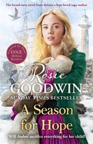 Een jonge vrouw met blond haar draagt een baby. Op de achtergrond een schip en een vuurtoren. Titel: A Season for Hope.