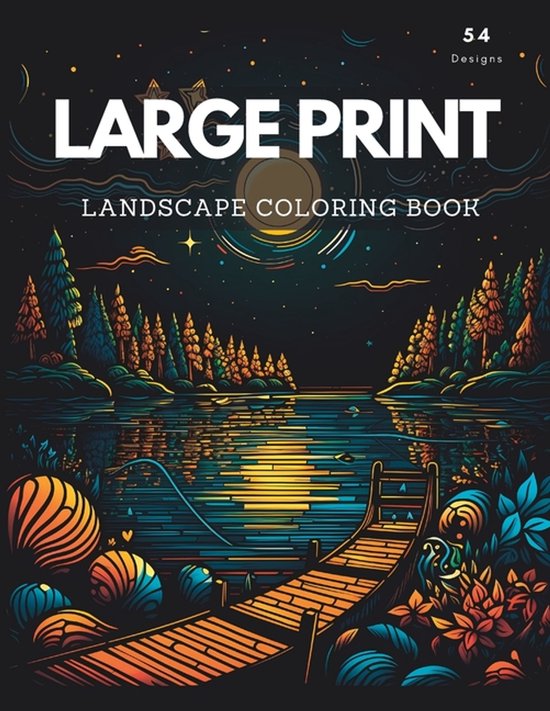 Large Print Landscape Coloring Book for Adults - cover