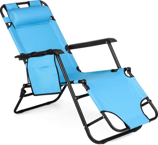 Outtec® 2-in-1 Strandstoel en Ligbed - Campingstoel - Ligstoel - Lounger - Tuinstoel - tot 150 kg - voor Tuin, Balkon, Strand, Camping
