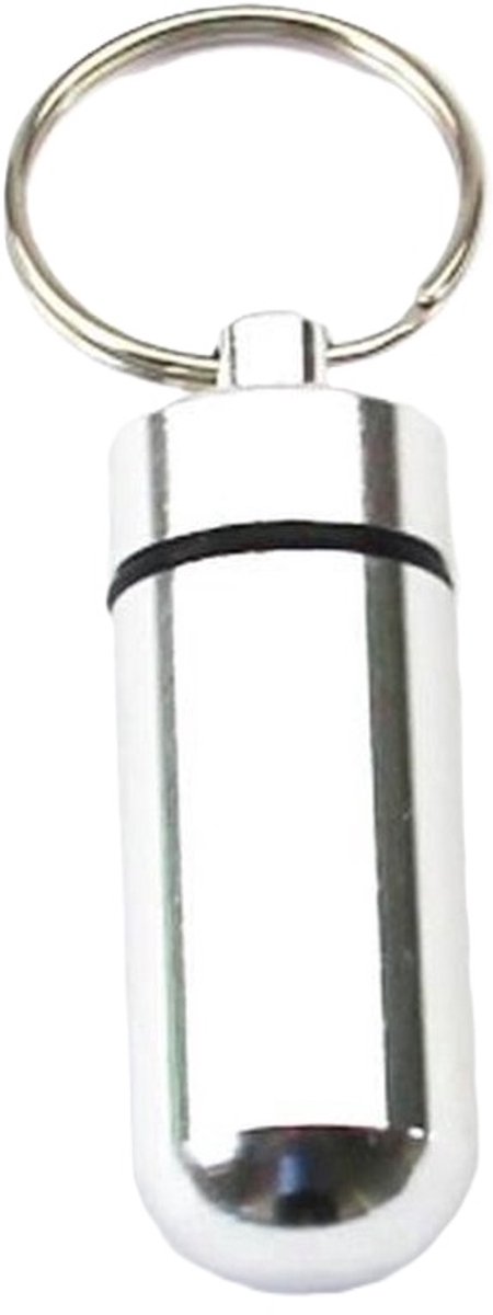 Goedkoopste Pillendoosje I Aluminium Pillenkoker I Medicijn Doosje I Pil Box I Sleutelhanger | Waterdicht I 5 x 1.5 CM I Zilver