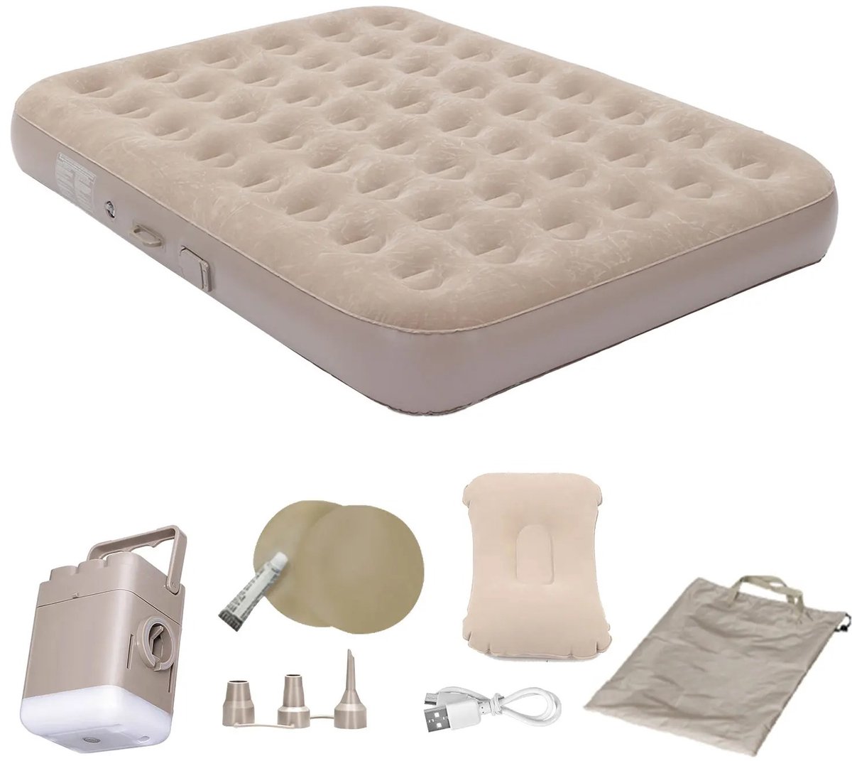 Mila Shop Luchtbed - Luchtmatras - Kampeermatras - Slaapmatras - Luxe luchtbed - Ingebouwde LED-Lamp - USB - Oplaadbaar - Lichtgewicht - 200x150x25cm