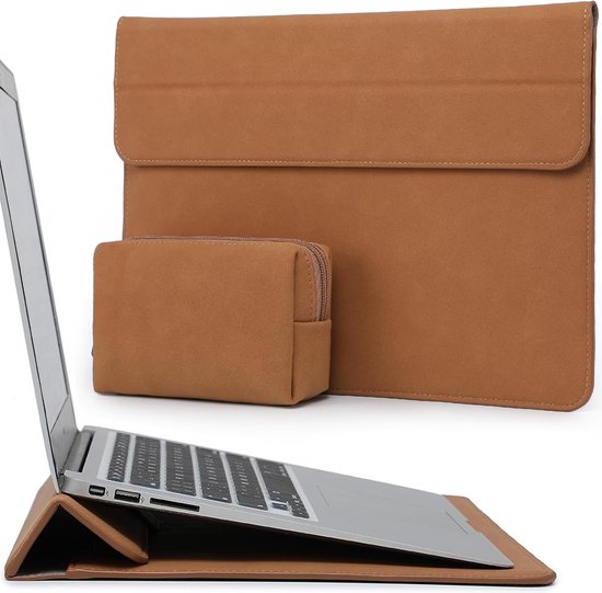 Housse pour ordinateur portable Famanu 13 pouces avec fonction support pour MacBook Air 13 pouces (2024-2018) (M3 A3113 M2 M1), MacBook Pro 13 pouces (2024-2016) (M2 M1), iPad Pro/ Air 13 pouces (2024), Surface Pro 11-3 pouces, marron