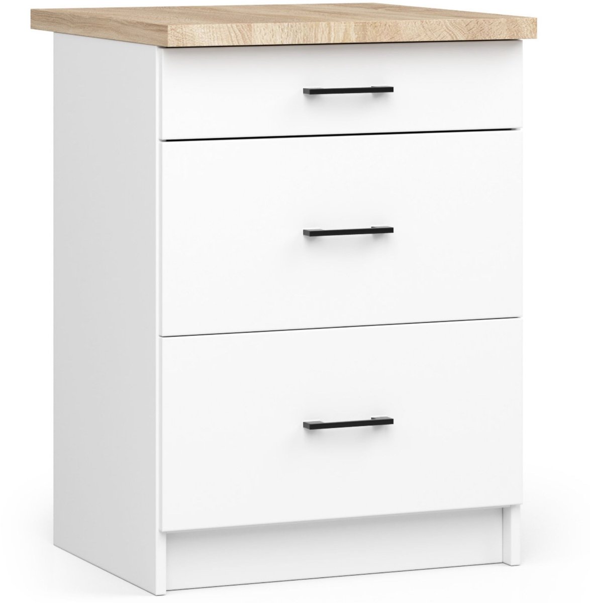 Keukenkast modulaire OLIWIA S60 met Verkblad / Onderkast met 3 Lades / AKORD Furniture Factory / Wit / 60 x 85 x 46 cm