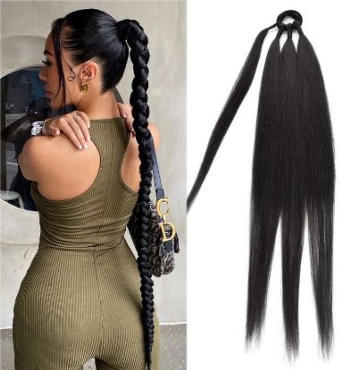 Bodybite - Vlechthaar Hairextension - Hairextensions - Haarstuk - Hair Extensions - Vlecht Haar - Zwart - BRAIDELLA