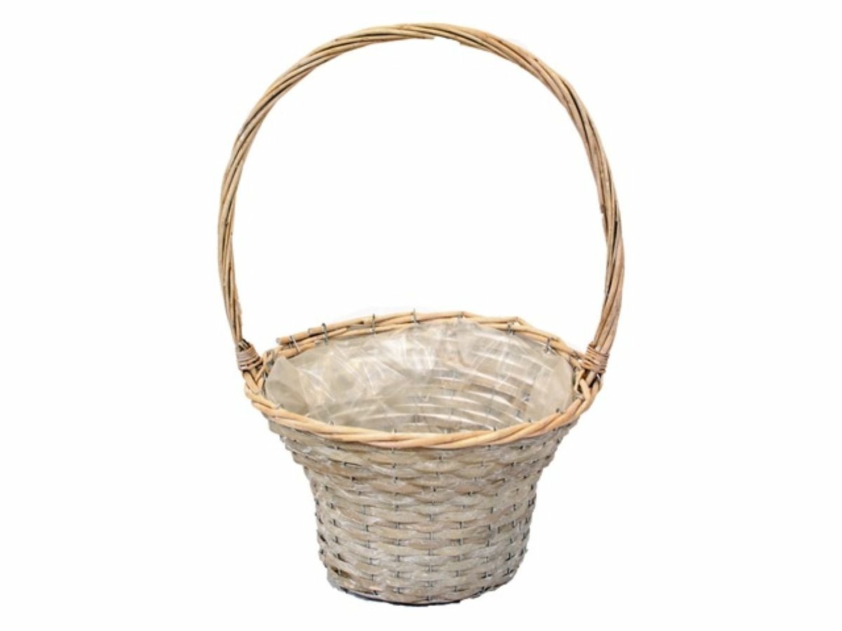 Van der Leeden Mand voor rozenblaadjes - bruin - D35 x H56 cm - rotan - gevlochten riet - opbergmand - bruidsmeisje