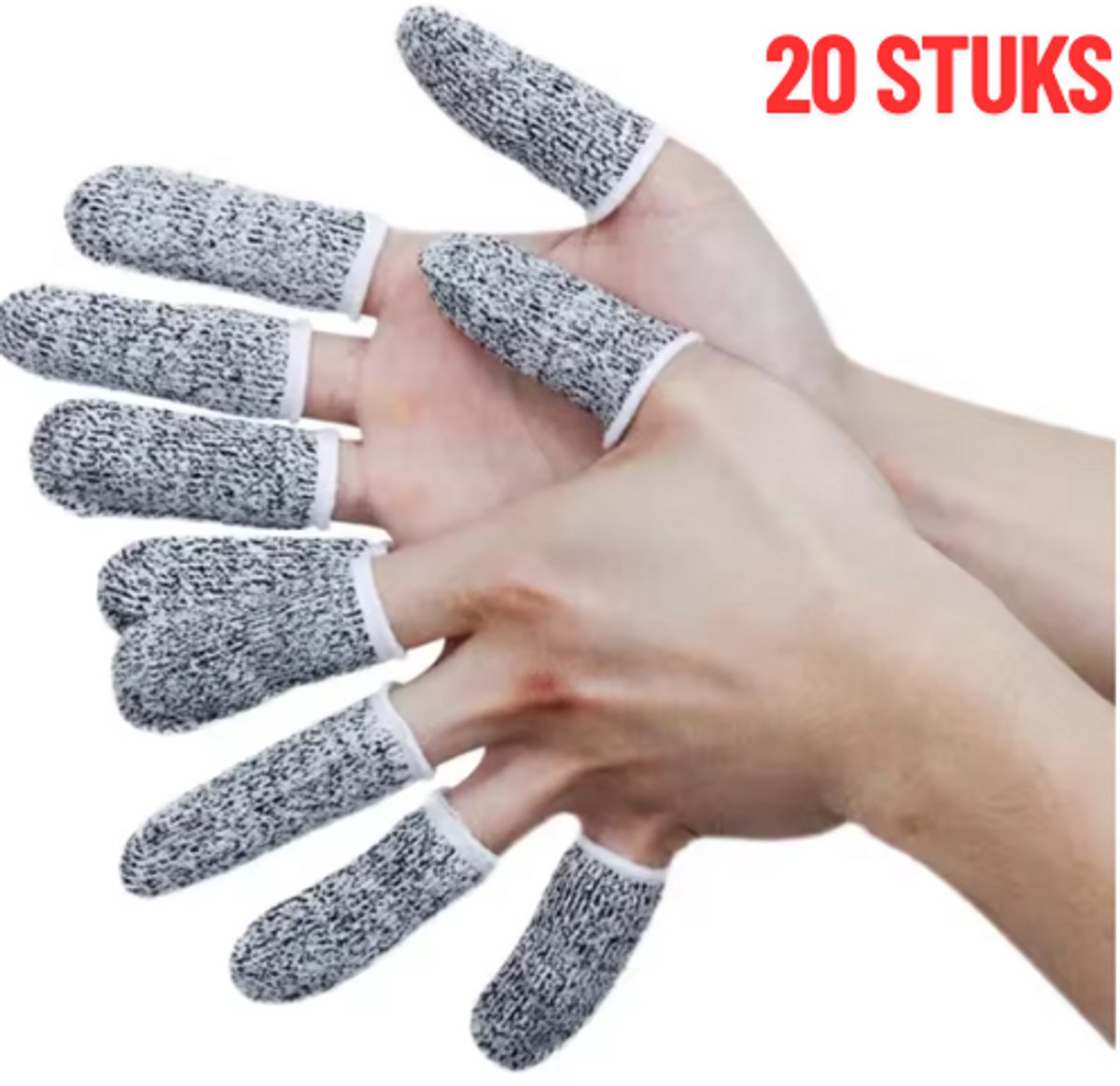 Vingerbeschermers – Snijbestendige Vingerhoedjes – 20 Stuks – Vingerbescherming Bij Snijden – Keuken Veiligheid – Beschermhoes Voor Vinger – Universele Maat – Grijs