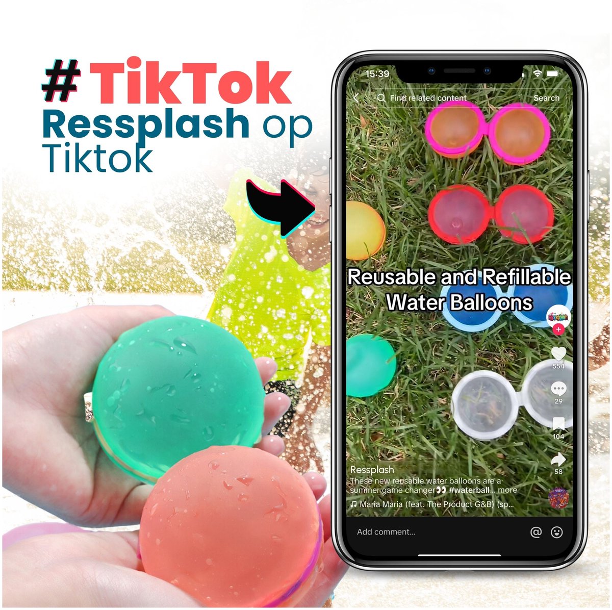 Ressplash® 10 Herbruikbare Waterballonnen - 10 stuks - Gratis E-Book - Bekend van TikTok - Waterballonnen zelfsluitend - Zwembadspelletjes - Zwembadspeelgoed - Waterbal - waterspeelgoed - Zwembad — afbeelding 3