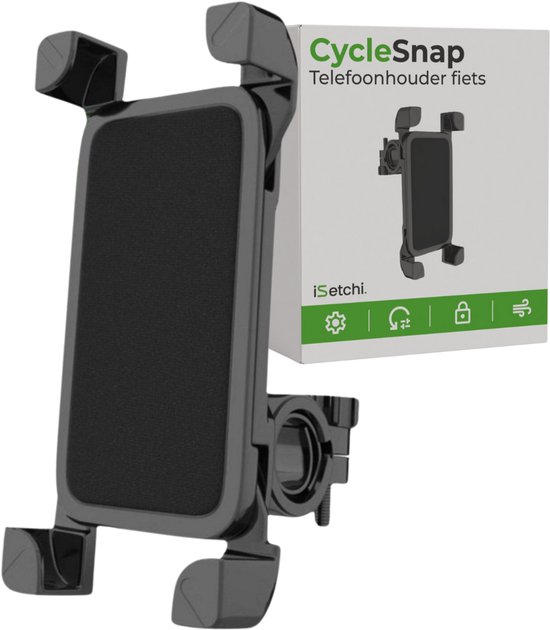 iSetchi CycleSnap Telefoonhouder voor Fiets , Motor & Scooter / Brommer - Anti-Schok laag- Draaibaar & Verstelbaar - Universeel - GSM Mobiel Houder - Fietshouder