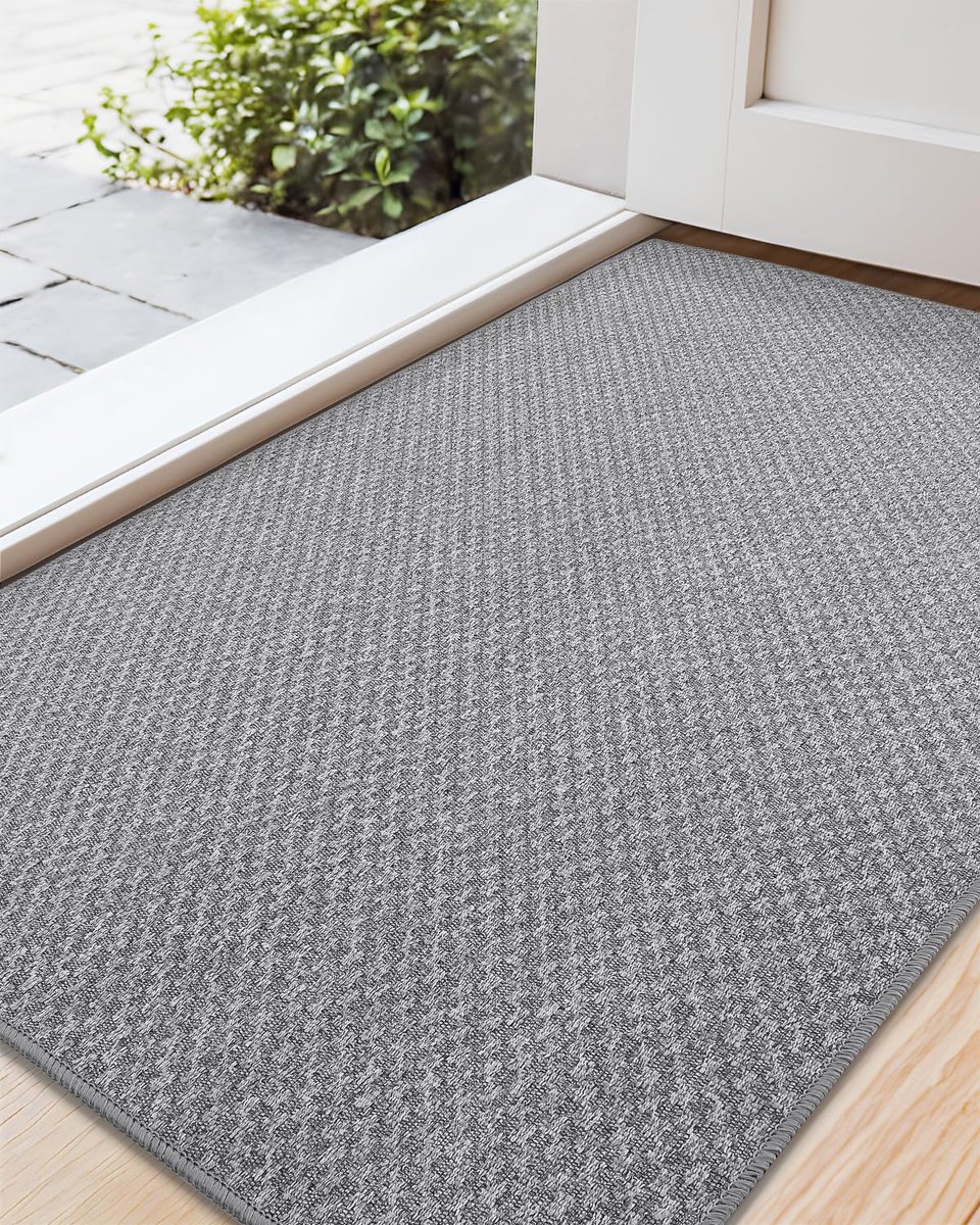 Unyqoos Ultrazachte Antislip Deurmat voor Binnen en Buiten, Wasbaar en Sneldrogend, 44 x 76 cm, Grijs