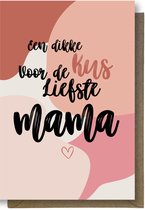 Luxe moederdag Wenskaart - moederdagkaart - liefste mama - 12x17cm - gevouwen kaart Inclusief gekleurde envelop