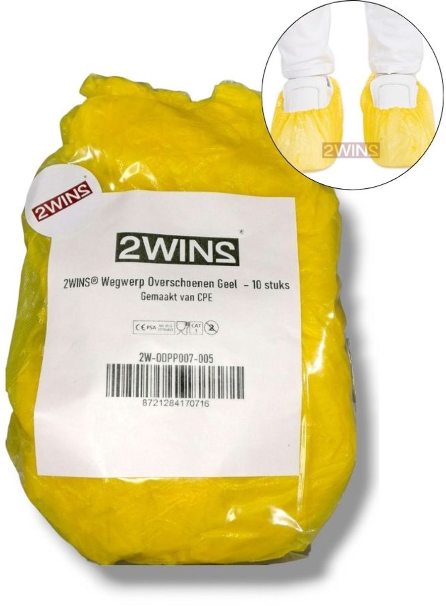 2WINS® Stevige Schoenhoesjes - Waterdicht - Schoenovertrek - Overschoenen - Shoe Cover - Wegwerp - Geel - 10 Stuks (B2)