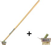 Synx Tools Onkruidborstel met schraper + Extra Borstel met schraper - Onkruidkrabber - Onkruidborstel - krabbers / schrapers - Voegenborstels -Voegenkrabbers - Onkruidverwijderaar Met 2x houders en 1x steel 110cm