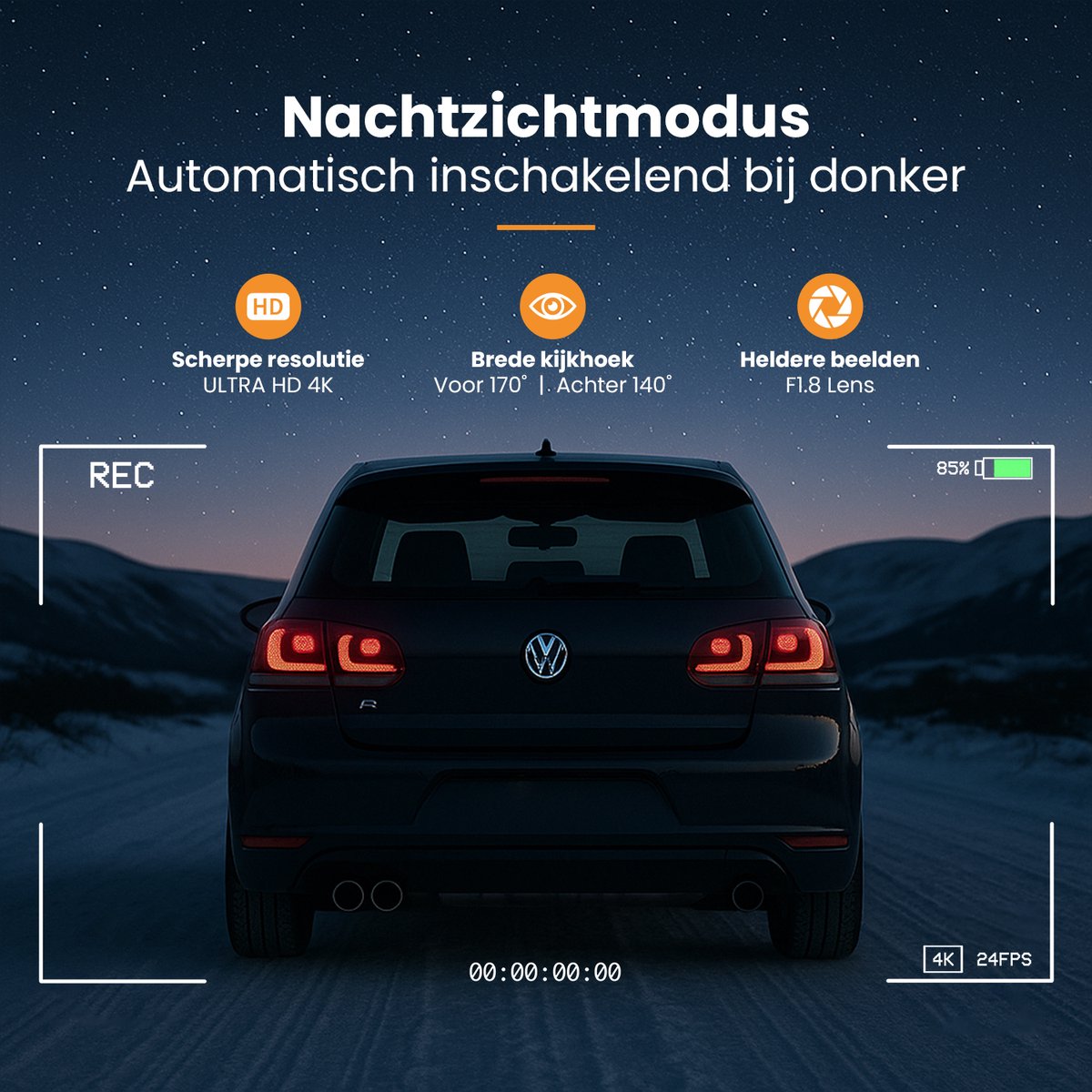 Nince Dashcam Voor Auto van Hoge Kwaliteit - Dashcam Full HD 1080P - Voor en Achter – foto 4
