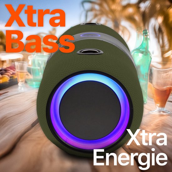 Xssive BSP05 Premium Bluetooth Speaker - 30W Vermogen - IPX6 Waterdicht - TWS Technologie - RGB Verlichting - Powerbank Functie - Groen van Xssive — afbeelding 4