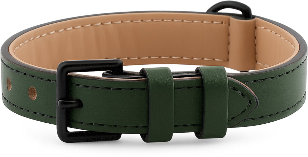 Bol.com Brute Strength - Luxe leren halsband hond - Donker groen - M - (36 - 43 cm) x 2,5cm - honden halsband - hondenhalsband -... aanbieding