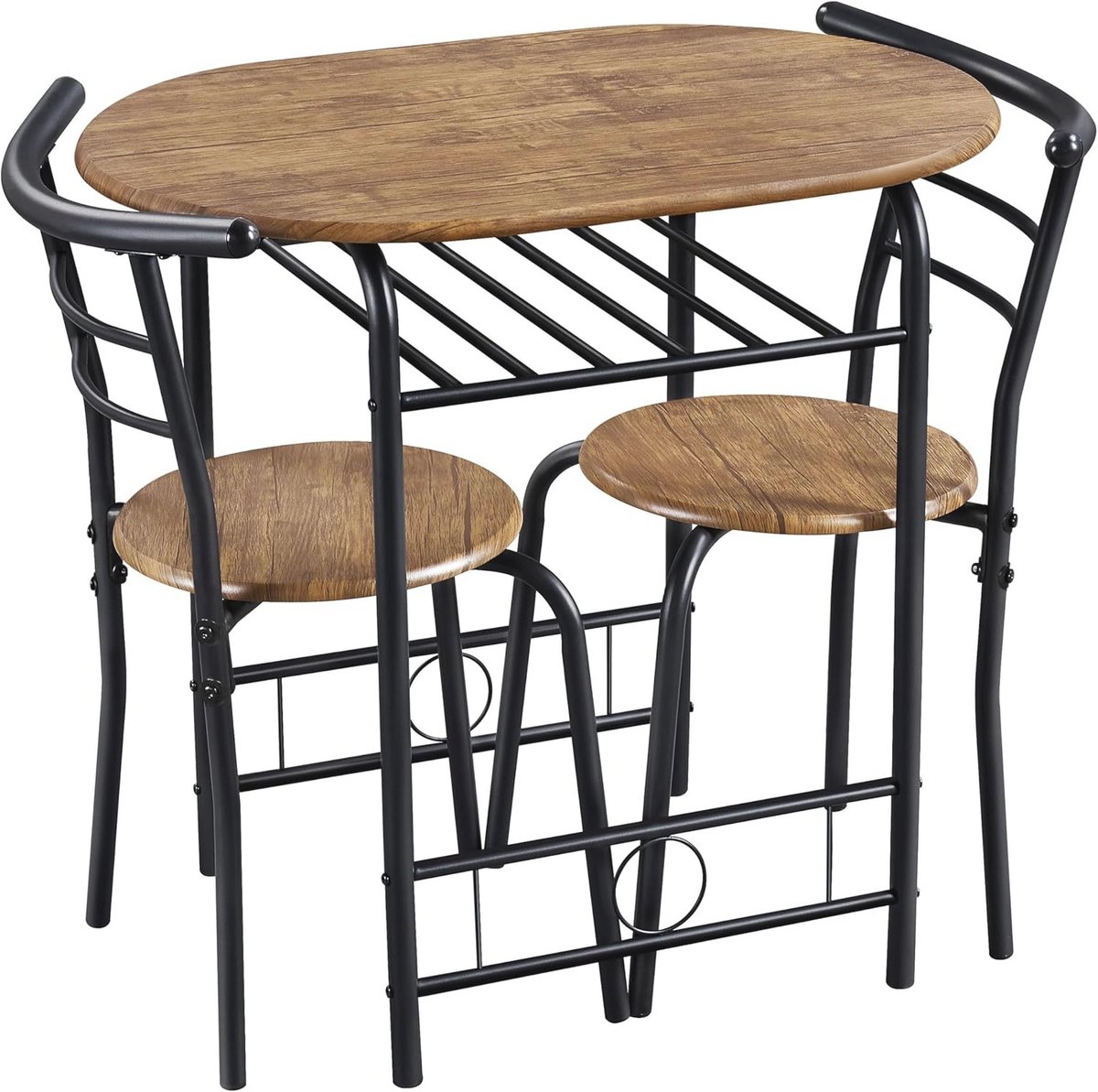 Landelijke Eetgroep voor 2 Personen - Eettafel met Stoelen en Opbergruimte