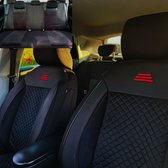 Autohoes Stoelen Volledige Set Voor Hyundai i40 1.6, 9st Set PU Lederen Autostoel Kussen Beschermers Antislip Beschermers Accessoires,Red