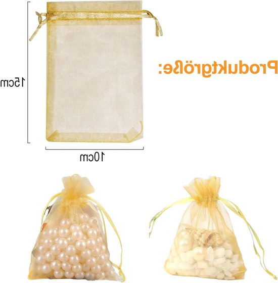 Trimming Shop 100 stuks ivoor organza zakjes 7 cm x 9 cm pure trekkoord geschenkzakjes voor huwelijksgunsten, sieraden, feesten en jubilea mini organza zakjes voor kleine geschenken