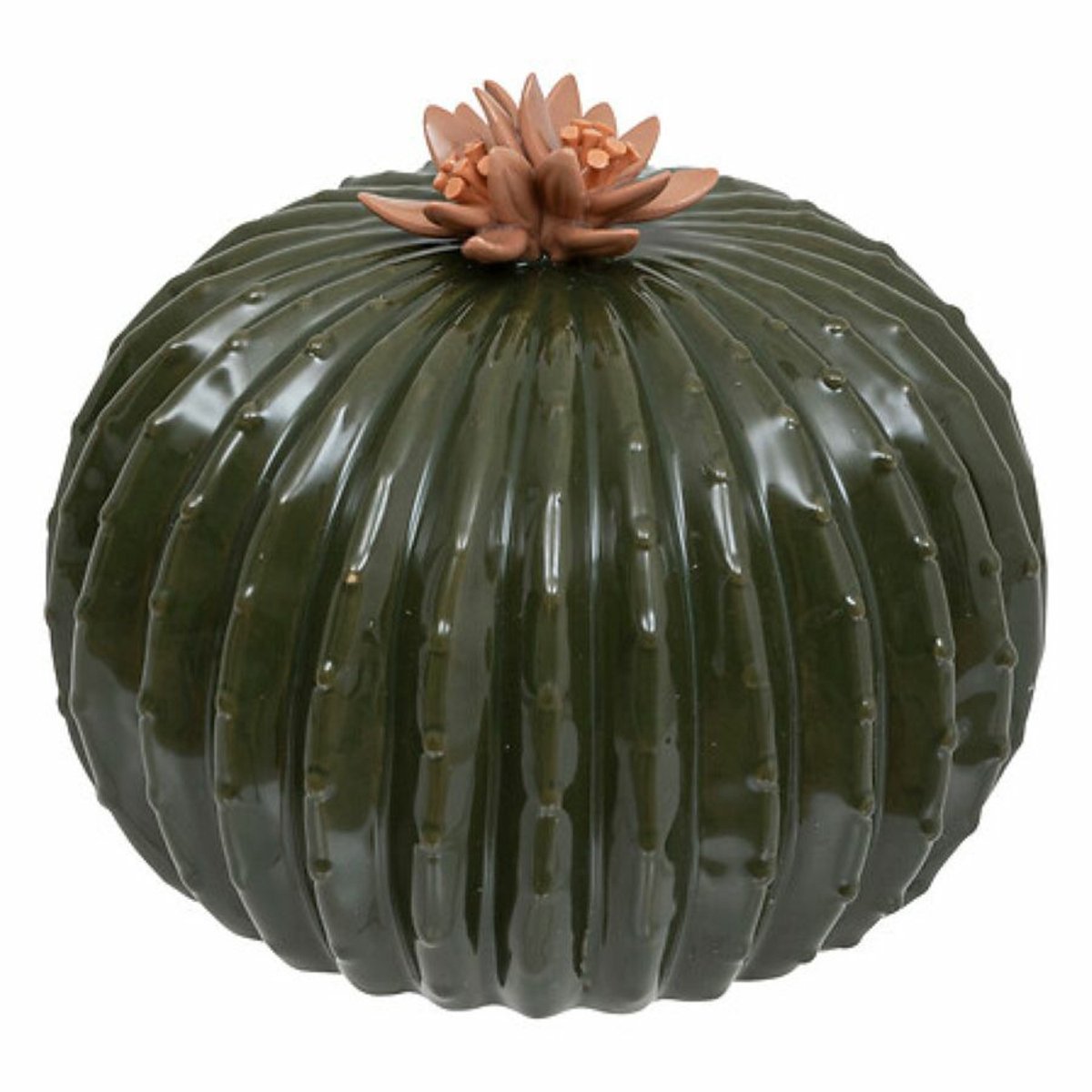 Atmosphera Decoratie cactus - groen - 1x - keramiek - bolcactus - D17 x H15 cm - tafeldecoratie - Beeldje