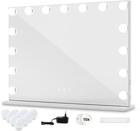 Bayt Hollywood Spiegel Met Verlichting Make Up Dimbaar 10x Vergroting 36 X 30 Cm Zwart 549648716