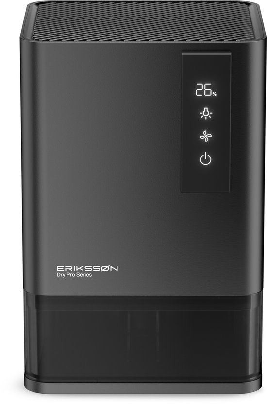 Erikssøn Luchtontvochtiger Dry Pro Series - Ontvochtigt Tot 1.2 Liter Per Dag - Geschikt Voor Huis, Slaapkamer En Badkamer En Woonkamer En Kelder - Dehumidifier - Zwart kopen - beste keuze voor luchtontvochtiger