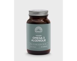 Mattisson - Vegan Algenolie Omega 3 500 mg - DHA 375 mg & EPA 125 mg - Vegan Voedingssupplement - 60 Capsules