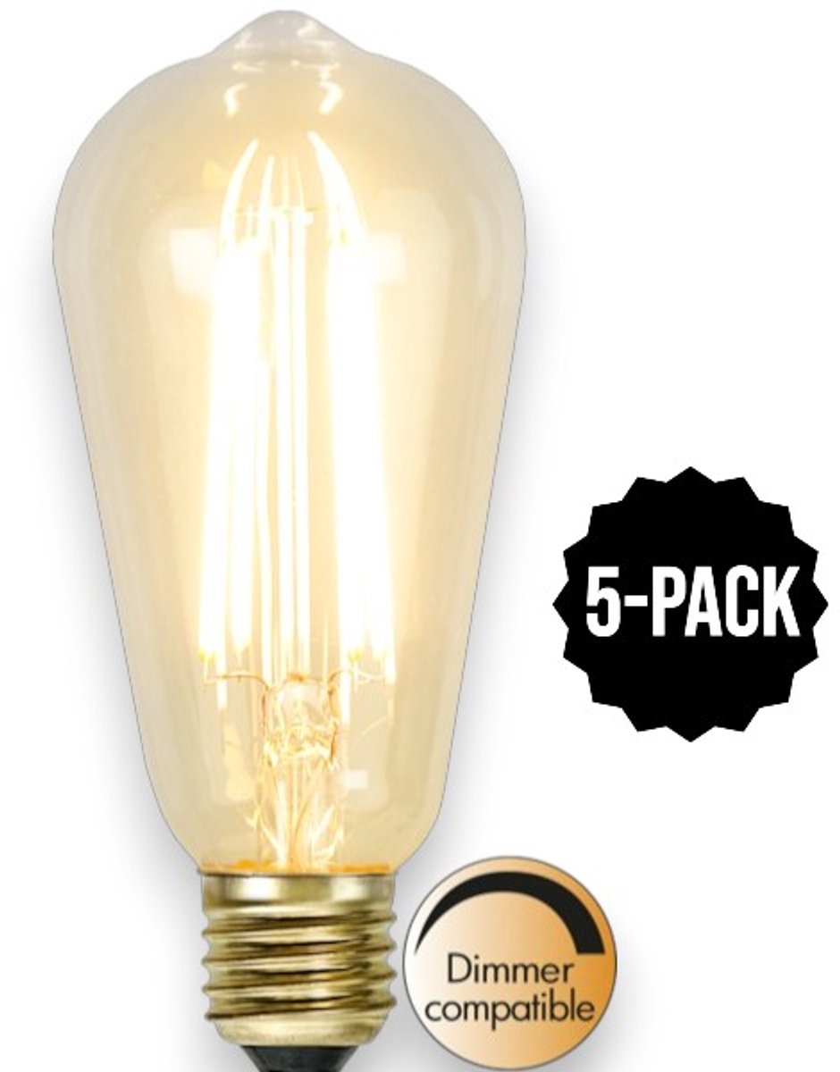 5-Pack | Druppel-Edison lamp - E27 - 3.6W - Super Warm Wit