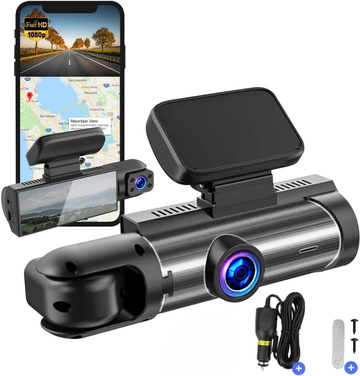 Dashcam - Daschcams - Auto - Camera - Vooruit - Achteruit - Video - Autobeveiliging - Parkeerbeveiliging - Recording - Dag en Nacht - Schadepreventie