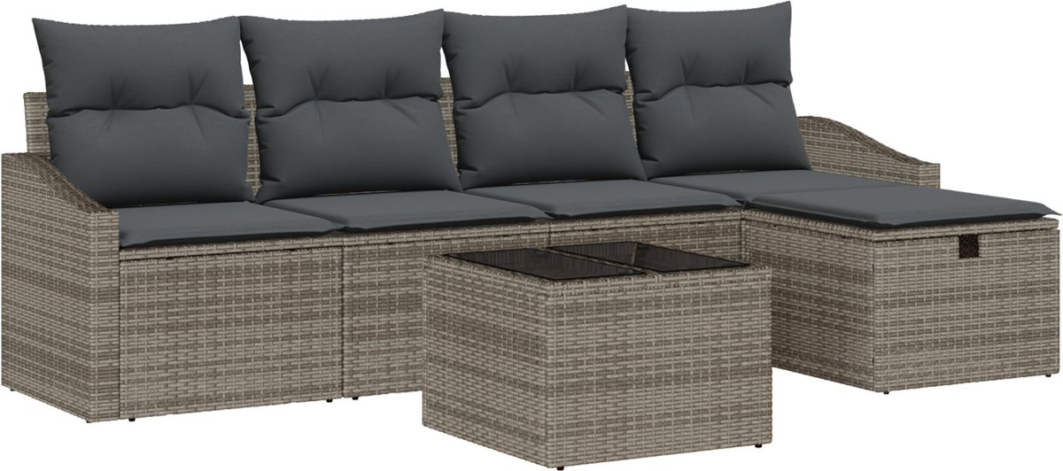 vidaXL - Bankstel - 5 - st - poly - rattan
