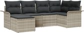 vidaXL - 6-delige - tuinset - met - kussens - in - lichtgrijs - van - poly - rattan