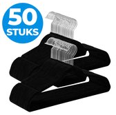 ACAZA Kledinghangers - Kleerhangers - Broekhanger - 50 Stuks - Volwassenen - Anti Slip - Sterk Materiaal - Fluweel/Velvet - Zwart