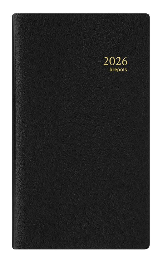 Brepols agenda 2026 - BREPLAN [0.774] - GENOVA - 1 week op 1 pagina - Weekoverzicht - Zwart - 9 x 16 cm